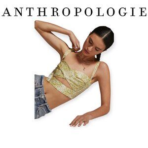 Anthropologie Sabina Musayev Yellow Floral Sweetheart Corset Top Size Small